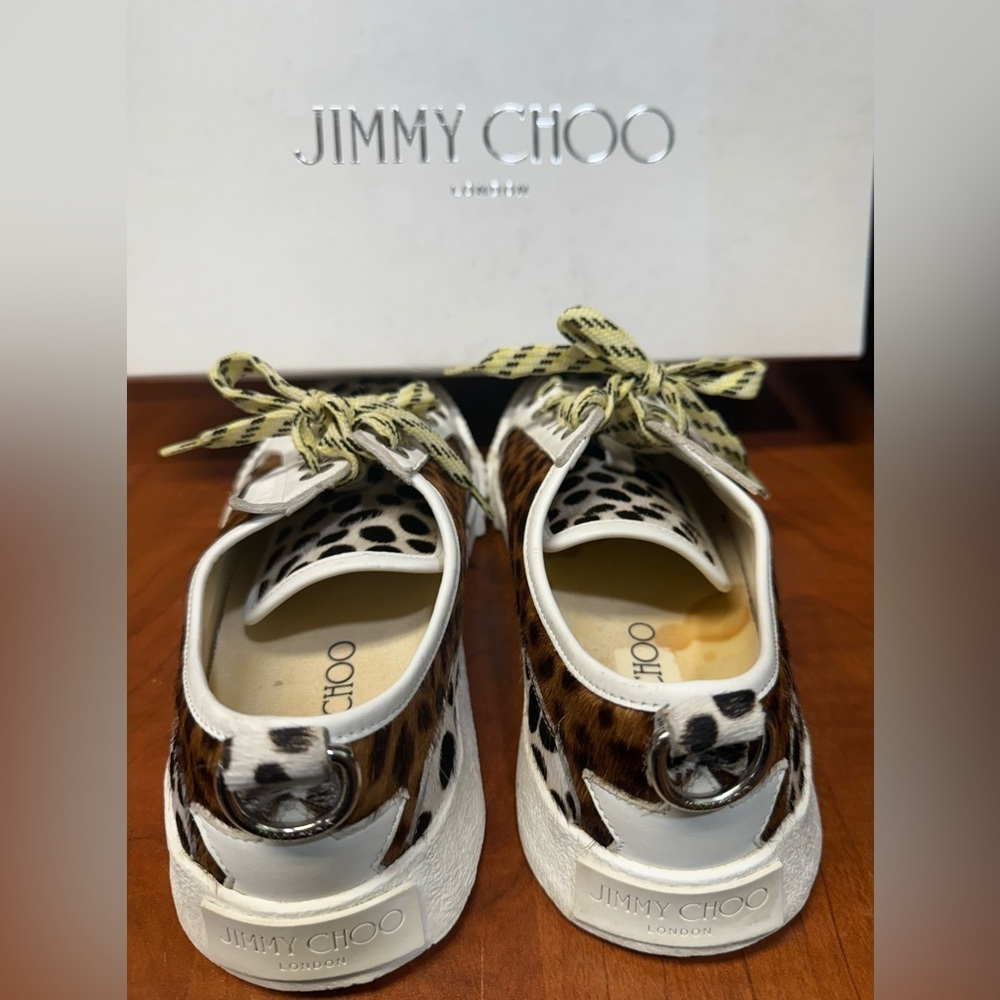 Jimmy Choo Brown and White Sneakers with Leopard Print - Picture 15 of 16